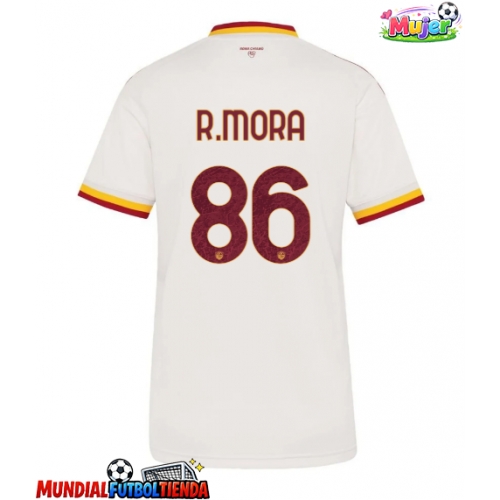 Camiseta AS Roma Rodrigo Mora #86 Segunda Equipación Replica 2026-27 para mujer mangas cortas